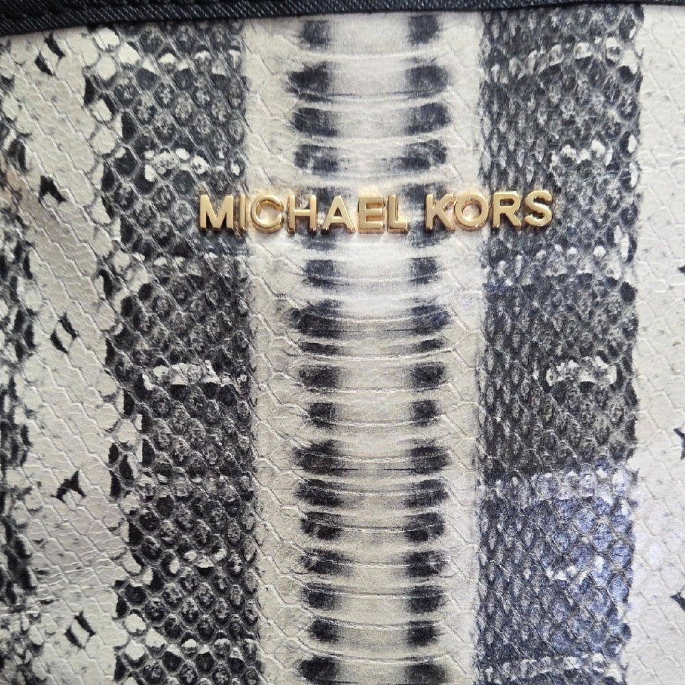 Michael Kors Jet Set Python Print Black Tote - image 3